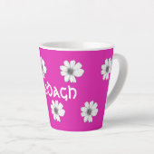 Floral-patroon Fuscia Pink-douanenaam Latte Mok (Rechterhoek)