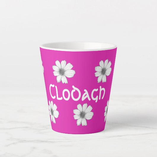 Floral-patroon Fuscia Pink-douanenaam Latte Mok (Voorkant)