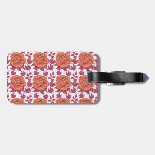 Floral patroon grote bloesem met gepersonaliseerde bagagelabel (Achterkant horizontaal)