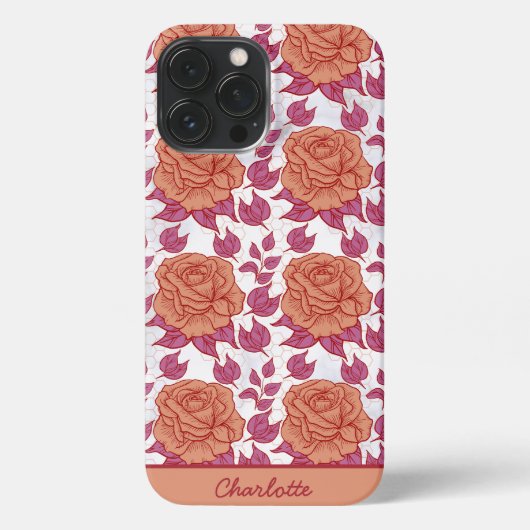 Floral patroon grote bloesem met gepersonaliseerde iPhone hoesje (Achterkant)
