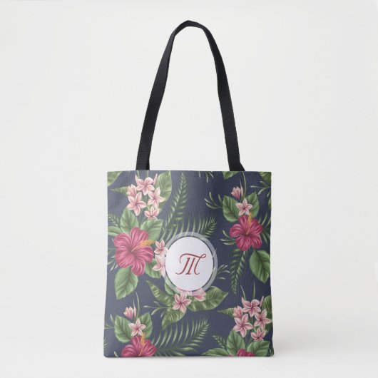 Floral patroon Hibiscus Monogram Canvas tas (Voorkant)