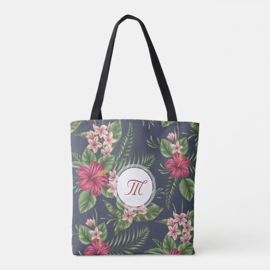 Floral patroon Hibiscus Monogram Canvas tas (Achterkant)