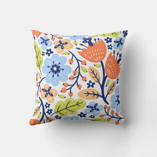 Floral patroon illustratie kussen (Achterkant)