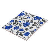  Floral Patroon in Blauw en Wit Tegeltje (Zijkant)
