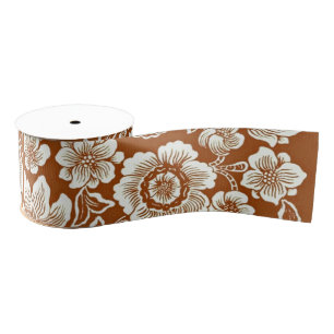 Floral Patroon in Caramel Kleur Grosgrain Lint