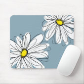 Floral Patroon in geel grijs blauw Muismat (Met muis)