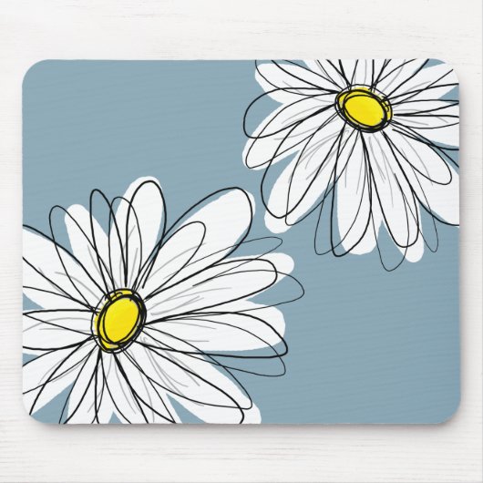 Floral Patroon in geel grijs blauw Muismat (Voorkant)