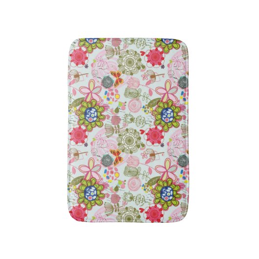 Floral patroon in retro-stijl 2 badmat (Voorkant Verticaal)
