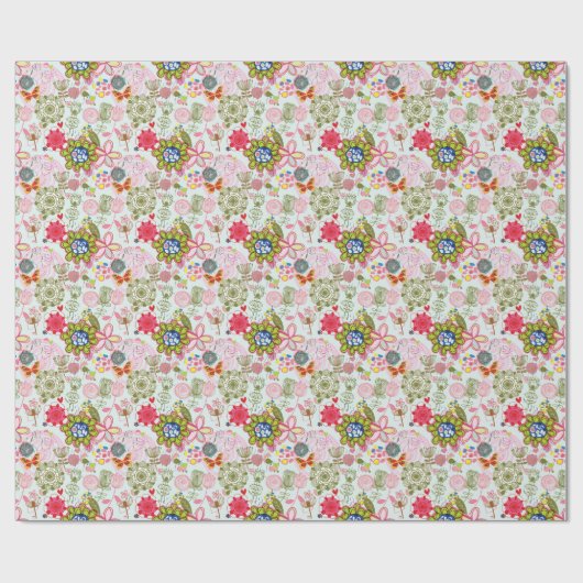 Floral patroon in retro-stijl 2 cadeaupapier (Vlak)