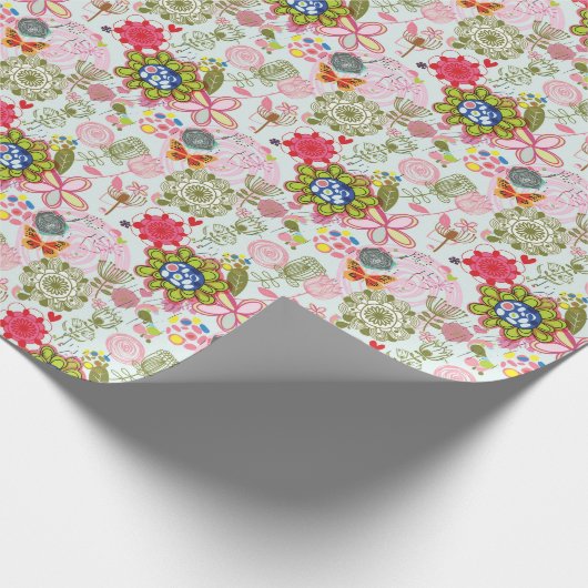 Floral patroon in retro-stijl 2 cadeaupapier (Hoek)