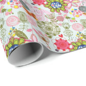 Floral patroon in retro-stijl 2 cadeaupapier (Rol Hoek)