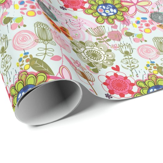 Floral patroon in retro-stijl 2 cadeaupapier (Rol Hoek)