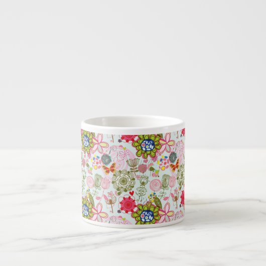 Floral patroon in retro-stijl 2 espresso kop (Voorkant)