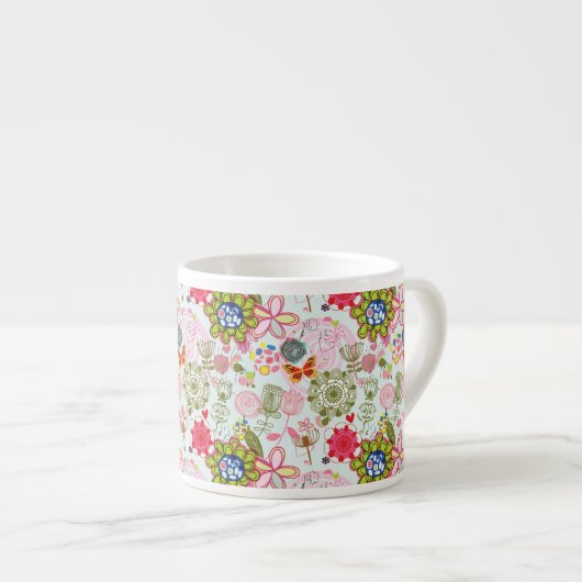 Floral patroon in retro-stijl 2 espresso kop (Voorkant rechts)