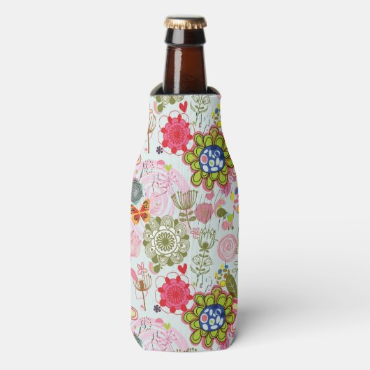 Floral patroon in retro-stijl 2 flesjeskoeler (Fles Voorkant)