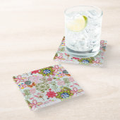 Floral patroon in retro-stijl 2 glazen onderzetter (Schuin)