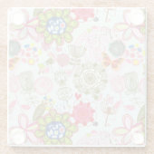 Floral patroon in retro-stijl 2 glazen onderzetter (Achterkant)