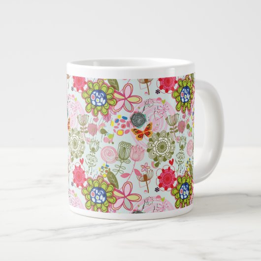 Floral patroon in retro-stijl 2 grote koffiekop (Voorkant rechts)