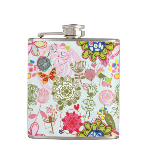 Floral patroon in retro-stijl 2 heupfles
