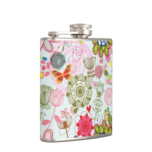 Floral patroon in retro-stijl 2 heupfles (Rechts)