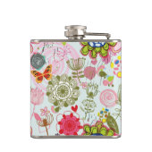 Floral patroon in retro-stijl 2 heupfles (Achterkant)