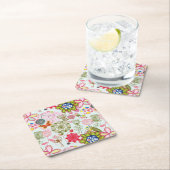 Floral patroon in retro-stijl 2 kartonnen onderzetters (Insitu)