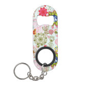 Floral patroon in retro-stijl 2 mini flessenopener (Voorkant)