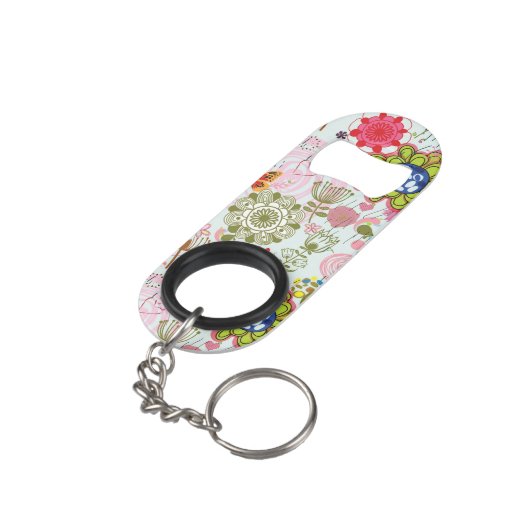 Floral patroon in retro-stijl 2 mini flessenopener (Achterkant Gekanteld)