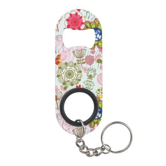 Floral patroon in retro-stijl 2 mini flessenopener (Achterkant)