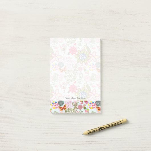 Floral patroon in retro-stijl 2 post-it® notes (Op bureau)