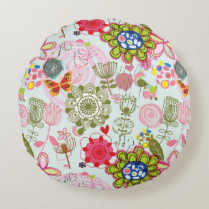 Floral patroon in retro-stijl 2 rond kussen
