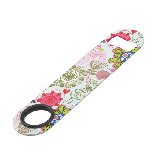 Floral patroon in retro-stijl 2 speed flessenopener (Voorkant Gekanteld)