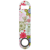 Floral patroon in retro-stijl 2 speed flessenopener (Voorkant)