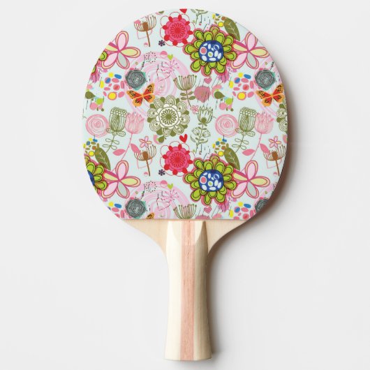 Floral patroon in retro-stijl 2 tafeltennisbatje (Voorkant)