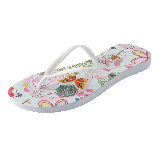 Floral patroon in retro-stijl 2 teenslippers (Schuin)