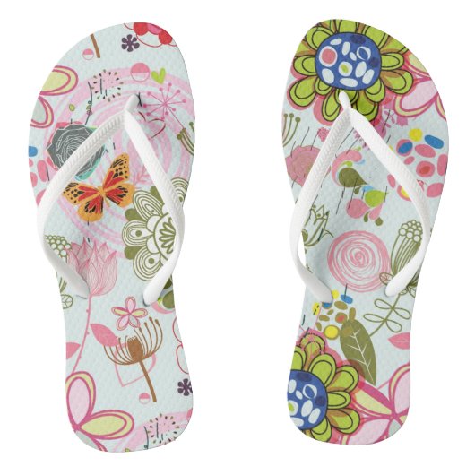 Floral patroon in retro-stijl 2 teenslippers (Voetbed)