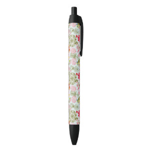 Floral patroon in retro-stijl 2 zwarte inkt pen