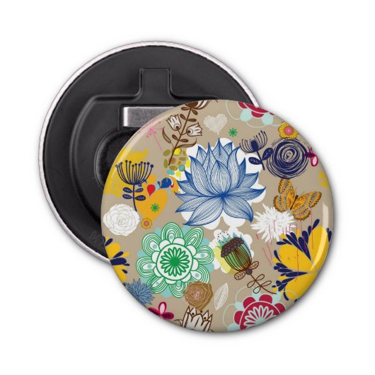 Floral patroon in retro-stijl 3 button flesopener (Voorkant)