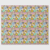 Floral patroon in retro-stijl 3 cadeaupapier (Vlak)