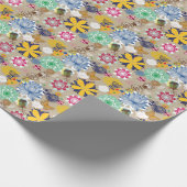Floral patroon in retro-stijl 3 cadeaupapier (Hoek)