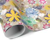 Floral patroon in retro-stijl 3 cadeaupapier (Rol Hoek)