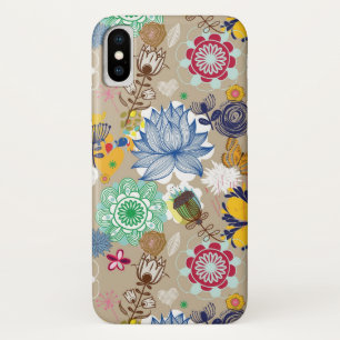 Floral patroon in retro-stijl 3 iPhone x hoesje