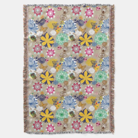 Floral patroon in retro-stijl 3 deken (Voorkant Verticaal)