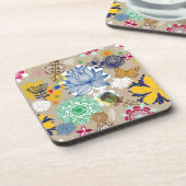 Floral patroon in retro-stijl 3 drankjes onderzetter (Linkerzijde)