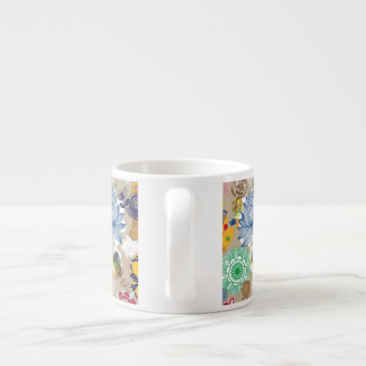 Floral patroon in retro-stijl 3 espresso kop (Achterkant)