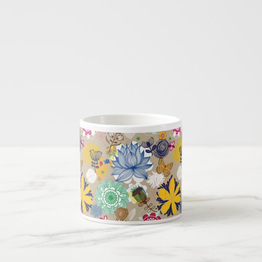 Floral patroon in retro-stijl 3 espresso kop (Voorkant)