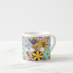 Floral patroon in retro-stijl 3 espresso kop