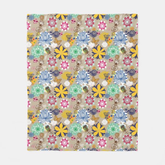Floral patroon in retro-stijl 3 fleece deken (Voorkant)