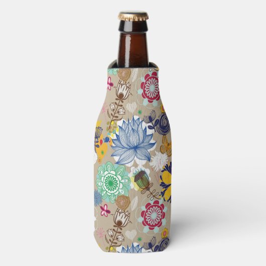 Floral patroon in retro-stijl 3 flesjeskoeler (Fles Voorkant)
