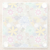 Floral patroon in retro-stijl 3 glazen onderzetter (Achterkant)